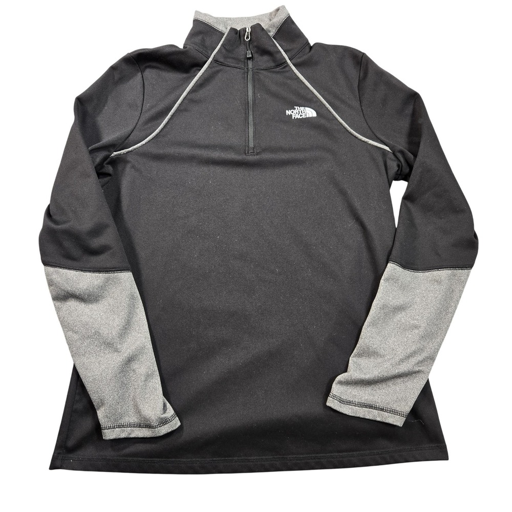 The North Face Pullover Womens Large Black Gray 1/4 Zip Long Sleeve Colorblock